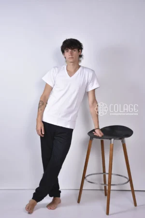 206 Manga Corta Interlock Escote V