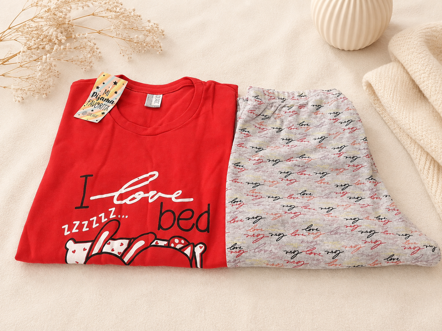 357 Pijama Juvenil Interlock Estampado Love Bed - Imagen 2