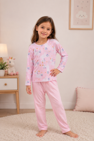 520 Pijama De Nena Casaca Est/Unicornios Pantalón Liso