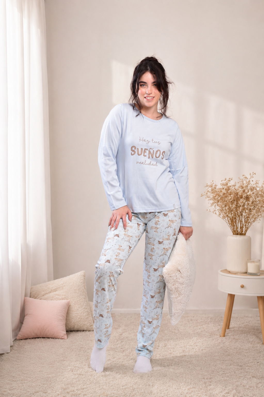 369 Pijama De Jersey C/Estampa Ciervo